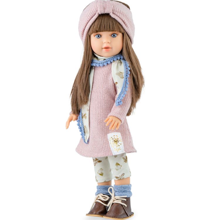 Puppe Ronja 40 cm mit langen braunen Haaren und Vinylkörper für Kinder Spielzeug-Puppe Spielpuppe Spielwaren Geschenkidee Geburtstag Weihnachten