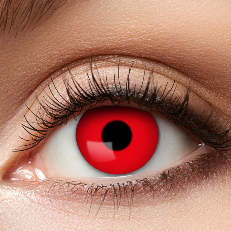 Rote Kontaktlinsen Red Devil weich inkl. 60 ml Kombilösung mit Behälter Kontaktlinsen-Zubehör Kostüm-Zubehör Halloween Fasching Karneval Mottoparty 