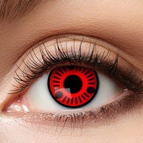 Manga Kontaktlinsen Rot Itachi weich inkl. 60 ml Kombilösung mit Behälter Kontaktlinsen-Zubehör Kostüm-Zubehör Halloween Fasching Karneval Mottoparty 