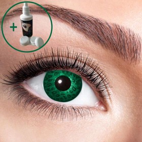Natürliche Kontaktlinsen Grün weich inkl. 60 ml Kombilösung mit Behälter Kontaktlinsen-Zubehör Kostüm-Zubehör Halloween Fasching Karneval Mottoparty 