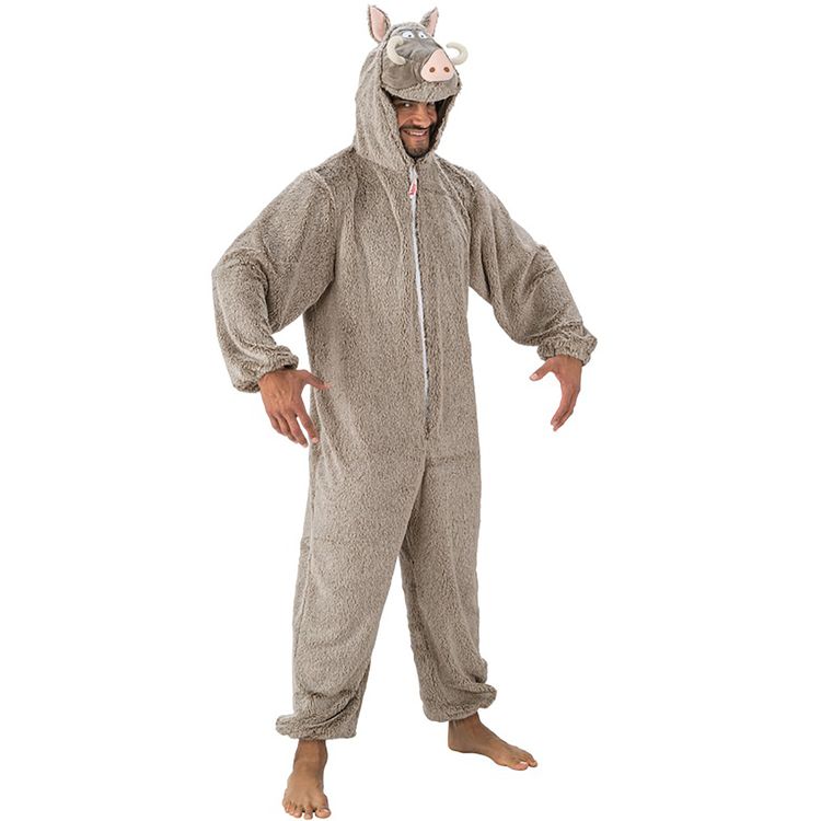 Wildschwein Kostüm grau-braun seitlich von Vorne für Erwachsene