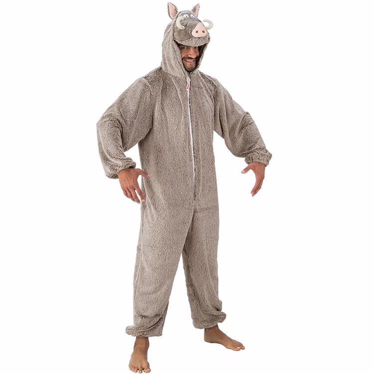 Wildschwein Kostüm aus Asterix & Obelix für Erwachsene 180-190 cm grau Tier Tierkostüm Lizenzkostüm Fasching Karneval Mottoparty Paar- und Gruppenkostüm Wildschwein Kostüm grau-braun seitlich von Vorne für Erwachsene