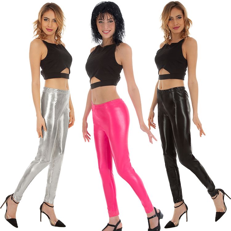 Leggings Neon Pink 80 und 90er Party Kostüm-Zubehör für Damen Gr. S-XL Fasching Karneval Mottoparty Accessoire