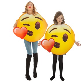 Emoji Kostüm Kuss zuwerfendes Gesicht Kussmund für Teenager und Erwachsene von Vorne