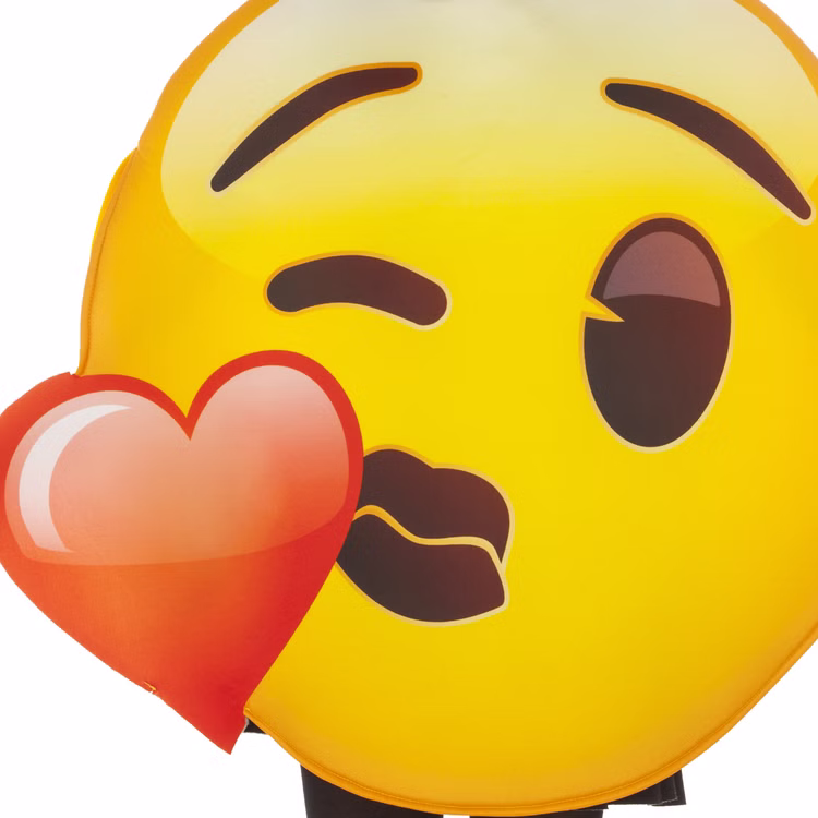 Emoji Kostüm Kuss zuwerfendes Gesicht Kussmund für Teenager und Erwachsene Fasching Karneval Mottoparty Paar- und Gruppenkostüme Nahaufnahme Emoji Kostüm Kuss zuwerfendes Gesicht Kussmund