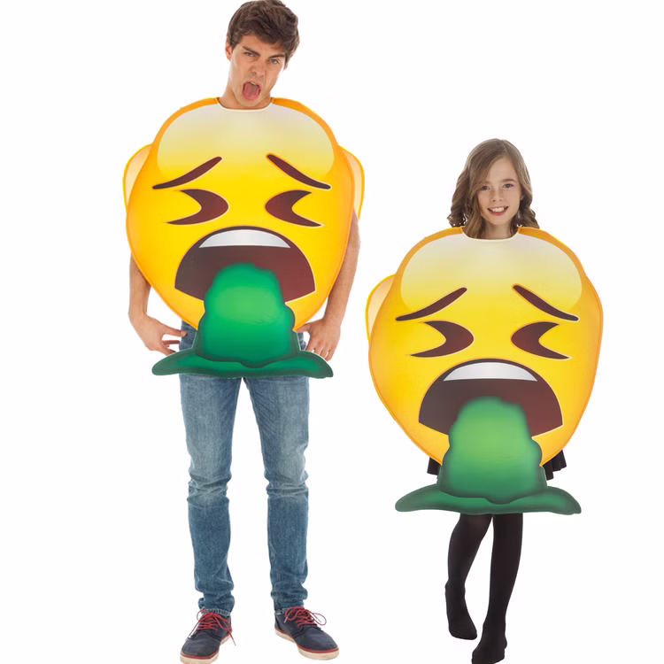 Emoji Kostüm kotzendes Gesicht Brechreiz für Kinder und Erwachsene Fasching Karneval Mottoparty Paar- und Gruppenkostüme Emoji Kostüm kotzendes Gesicht Brechreiz für Kinder und Erwachsene von Vorne