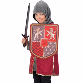 Ritter Kostüm Prinz Lion Heart für Kinder Gr. 104-140 Mittelalter Fasching Karneval Mottoparty Mittelalterfest Ritterfest Kinderfasching Kindergeburtstag Rollenspiel Ritter Kostüm Prinz Lion Heart für Kinder von der Seite mit Schild und Schwert