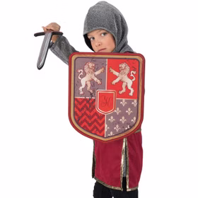 Ritter Kostüm Prinz Lion Heart für Kinder Gr. 104-140 Mittelalter Fasching Karneval Mottoparty Mittelalterfest Ritterfest Kinderfasching Kindergeburtstag Rollenspiel Ritter Kostüm Prinz Lion Heart für Kinder mit erhobenem Schild und erhobenem Schwert seitlich im Angriffsstellung