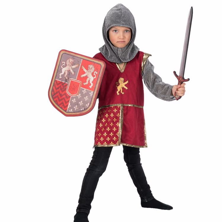 Ritter Kostüm Prinz Lion Heart für Kinder Gr. 104-140 Mittelalter Fasching Karneval Mottoparty Mittelalterfest Ritterfest Kinderfasching Kindergeburtstag Rollenspiel Ritter Kostüm Prinz Lion Heart für Kinder von Vorne mit Schild und Schwert