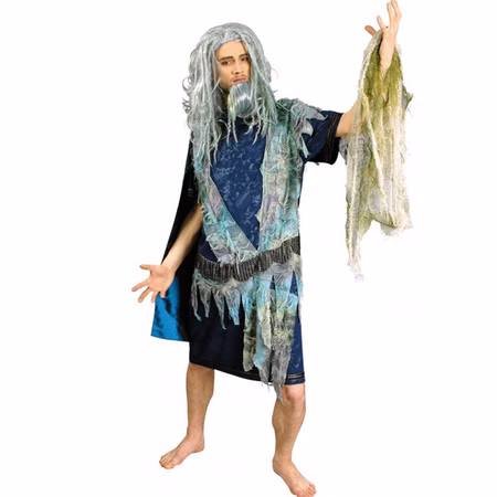 Neptun Kostüm Gott der Meere Poseidon für Herren Gr. 46/48 blau Neptunfest Fasching Karneval Mottoparty Neptun Kostüm Gott der Meere Poseidon für Herren von Vorne