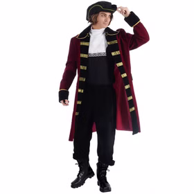 Piraten Kostüm Seeräuber Kapitän Edward für Herren Gr. M-XL rot schwarz Fasching Karneval Mottoparty Piraten Kostüm Seeräuber Kapitän Edward für Herren von Vorne