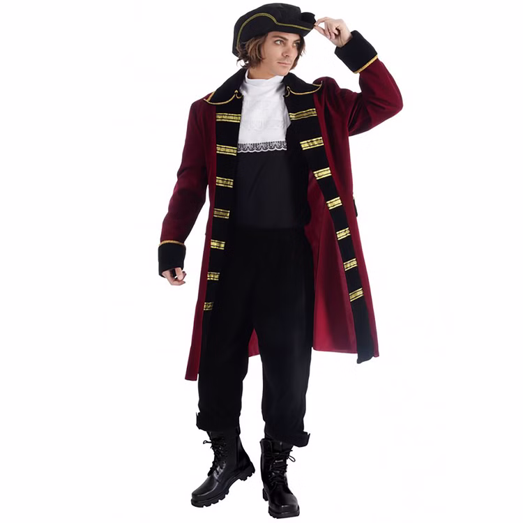 Piraten Kostüm Seeräuber Kapitän Edward für Herren Gr. M-XL rot schwarz Fasching Karneval Mottoparty Piraten Kostüm Seeräuber Kapitän Edward für Herren von Vorne