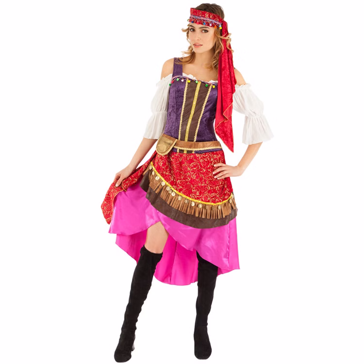 Zigeunerin Kostüm Gypsy Esmeralda für Damen Gr. S-L Kleid bunt Märchen Fasching Karneval Mottoparty Mittelalterfest Zigeunerin Kostüm Gypsy Esmeralda für Damen von Vorne