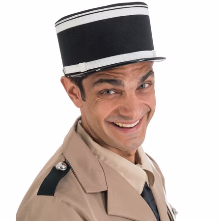 Polizei Mütze schwarz 59 x 10,5 cm Gendarme Saint-Tropez Hut für Erwachsene Kostüm-Zubehör Fasching Karneval Mottoparty Polizei Mütze schwarz Gendarme für Erwachsene