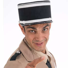 Polizei Mütze schwarz 59 x 10,5 cm Gendarme Saint-Tropez Hut für Erwachsene Kostüm-Zubehör Fasching Karneval Mottoparty Polizei Mütze schwarz Gendarme für Erwachsene mit erhobenem Zeigefinger