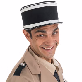 Polizei Kostüm Gendarme De Saint-Tropez mit Hut für Herren Gr. M-XXL beige Fasching Karneval Mottoparty Nahaufnahme Polizei Kostüm Gendarme De Saint-Tropez mit Hut für Herren