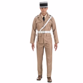 Polizei Kostüm Gendarme De Saint-Tropez mit Hut für Herren Gr. M-XXL beige Fasching Karneval Mottoparty Polizei Kostüm Gendarme De Saint-Tropez mit Hut für Herren von Vorne