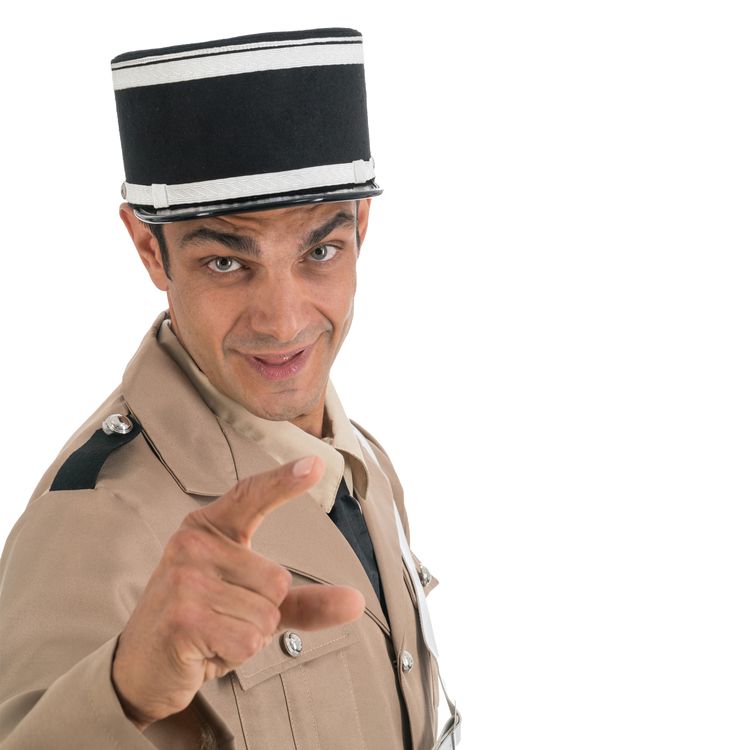 Polizei Kostüm Gendarme De Saint-Tropez mit Hut für Herren von der Seite