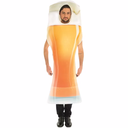 Bier Kostüm Bierglas O'zapft is für Herren Onesize gelb Tunika JGA Fasching Karneval Mottoparty Spaßkostüm Bier Kostüm Bierglas für Herren von Vorne