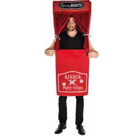 Kuss Kabinen Kostüm Free Kissing Booth JGA-Spaßkostüm für Erwachsene Kissing Box Fasching Karneval Mottoparty Party-Outfit Kuss Kabinen Kostüm Free Kissing von Vorne
