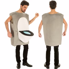 Toiletten Kostüm Verrücktes WC für Erwachsene Onesize JGA Spaßkostüm Fasching Karneval Mottoparty Toiletten Kostüm Verrücktes WC für Erwachsene von Vorne und Hinten beidseitig