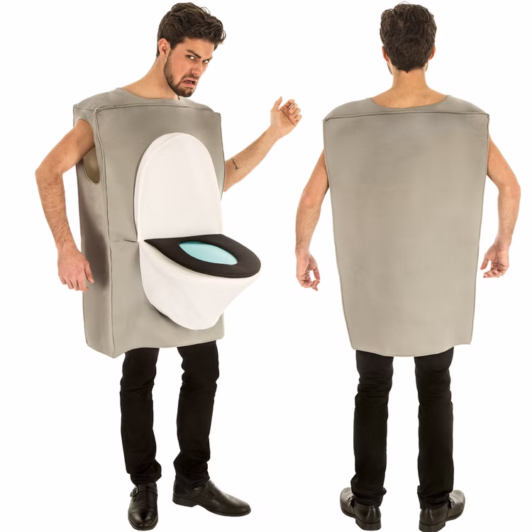 Toiletten Kostüm Verrücktes WC für Erwachsene Onesize JGA Spaßkostüm Fasching Karneval Mottoparty Toiletten Kostüm Verrücktes WC für Erwachsene von Vorne und Hinten beidseitig