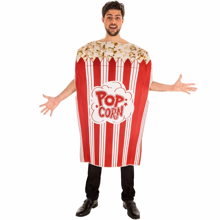 Popcorn Kostüm Popcorn-Tüte für Erwachsene Onesize JGA Spaßkostüm Snacks Lebensmittel Fasching Karneval Mottoparty Popcorn Kostüm Popcorn-Tüte für Erwachsene von Vorne