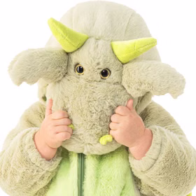 Drachen Kostüm Kleiner Mini Drache Yari für Babys & Kleinkinder Gr. 86-96 Tier Tierkostüm Fasching Karneval Mottoparty Kinderfasching Kindergeburtstag Nahaufnahme Drachen Kostüm Kleiner Mini Drache Yari von Vorne mit Blick auf die Kapuze