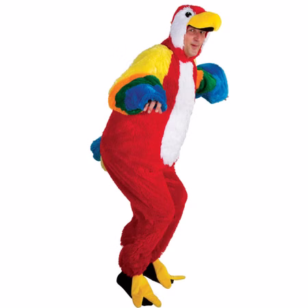 Papagei Kostüm Bunter Ara Rio für Herren Onesize bunt Tier Tierkostüm Fasching Karneval Mottoparty Papagei Kostüm für Herren von der Seite