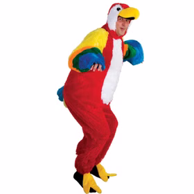 Papagei Kostüm Bunter Ara Rio für Herren Onesize bunt Tier Tierkostüm Fasching Karneval Mottoparty Papagei Kostüm für Herren von der Seite