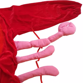 Hummer Kostüm Lobster Harry für Herren Onesize rot Tier Tierkostüm Krabbe Fasching Karneval Mottoparty Detailansicht Hummer Kostüm Lobster Harry für Herren von Vorne mit Krabbenschere und Beinen