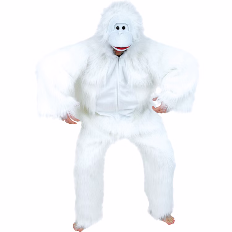 Yeti Kostüm Schneemensch für Herren 180 cm weiß Fasching Karneval Mottoparty Yeti Kostüm Schneemensch weiß für Herren von Vorne