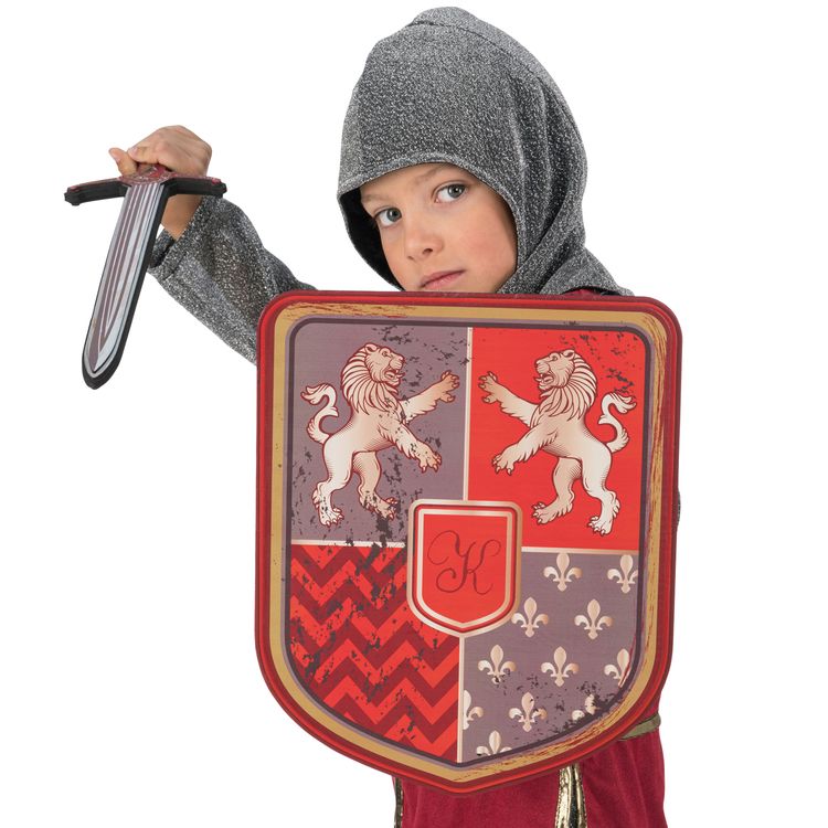 Ritter-Set Schwert & Schild Leo Löwenherz aus Schaumstoff für Kinder Rollenspiel Kostüm-Zubehör Mittelalter Fasching Karneval Kinderfasching Kindergeburtstag