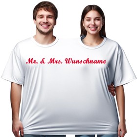 Doppel T-Shirt für 2 Personen Wunschname Nachname von Vorne