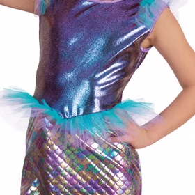 Meerjungfrau Kostüm Kleine Nixe für Kinder Gr. 116-140 blau violett Fasching Karneval Mottoparty Kindergeburtstag Detailaufnahme Meerjungfrau Kostüm Kleine Nixe für Kinder von Vorne