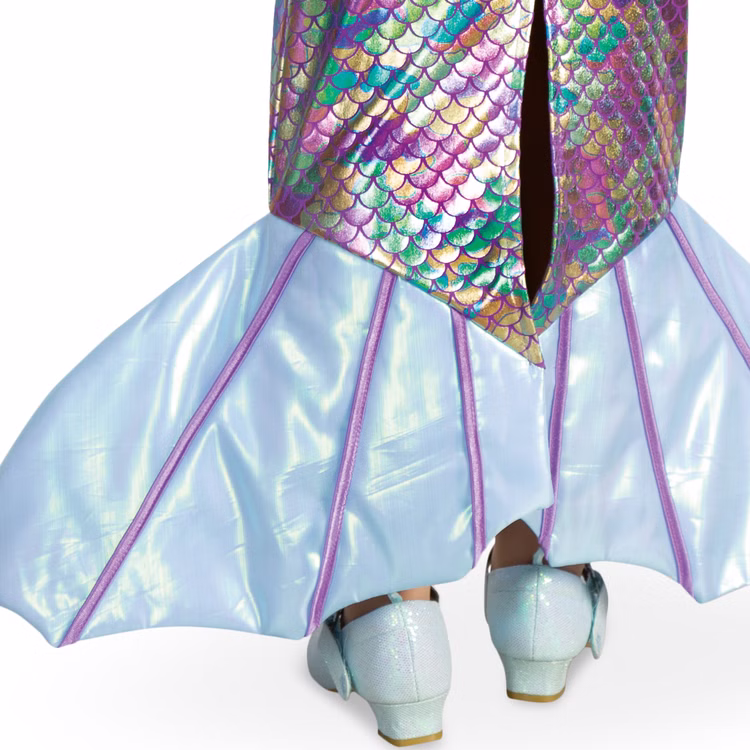 Meerjungfrau Kostüm Kleine Nixe für Kinder Gr. 116-140 blau violett Fasching Karneval Mottoparty Kindergeburtstag Detailaufnahme Meerjungfrau Kostüm Kleine Nixe für Kinder von Hinten mit Flosse