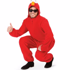 Monster Kostüm Kuschelmonster Omle Rot für Erwachsene Gr. L-XXL Fasching Karneval Mottoparty Unisex-Kostüm Monster Kostüm Kuschelmonster Omle Rot für Erwachsene in der Hocke von Vorne