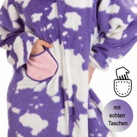 Kuh Kostüm Lila Kuh Kuhnigunde für Erwachsene Onesize Tier Fasching Karneval Mottoparty Partner- und Gruppenkostüme Detailseite Tasche für Hände