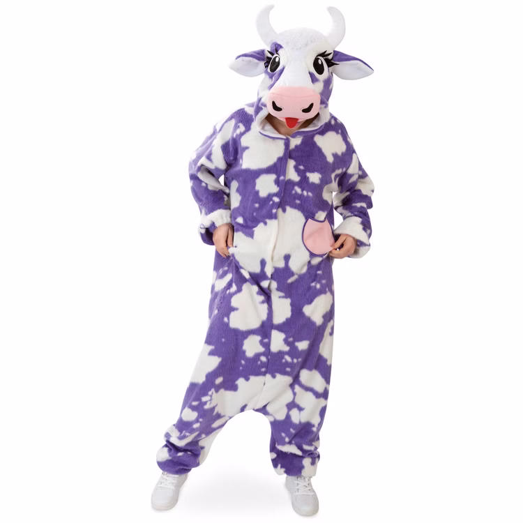 Kuh Kostüm Lila Kuh Kuhnigunde für Erwachsene Onesize Tier Fasching Karneval Mottoparty Partner- und Gruppenkostüme Kuh Kostüm Lila Kuh Kuhnigunde für Erwachsene von Vorne