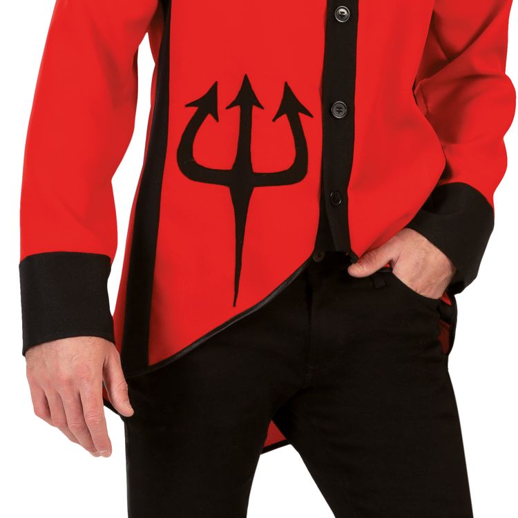 Teufel Kostüm LED Sakko Lucifer für Herren Teufel Kostüm LED Sakko Lucifer für Herren von Vorne mit LED-Symbol