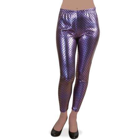 Meerjungfrau Leggings Nixe Hose in Schuppenoptik violett-blau für Damen