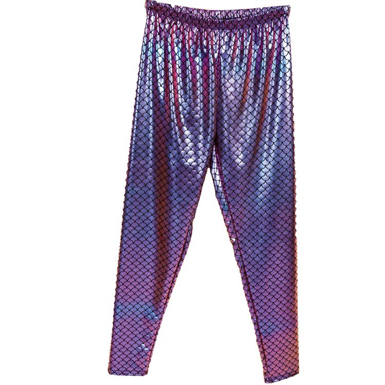 Meerjungfrau Leggings Nixe Hose in Schuppenoptik violett-blau für Damen Meerjungfrau Leggings für Damen von Vorne