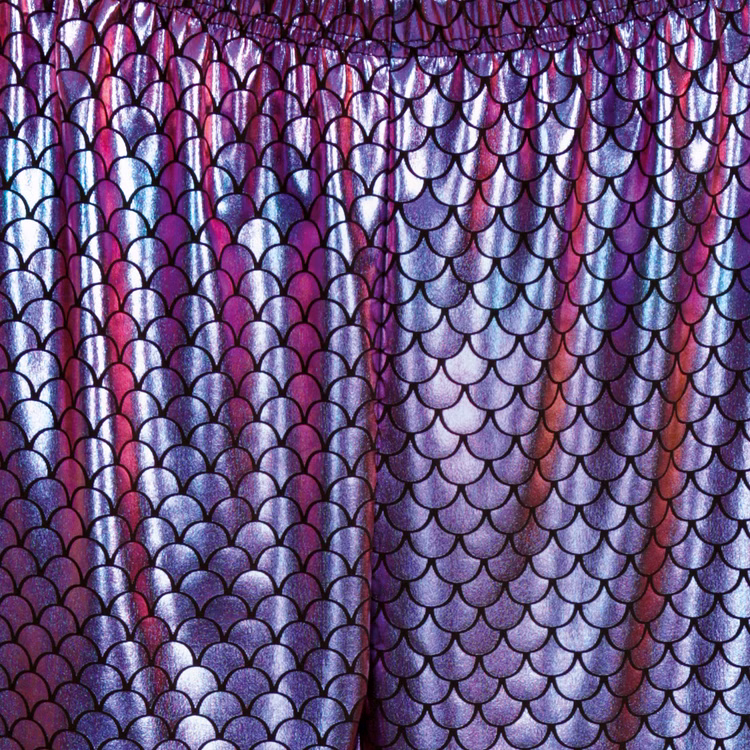 Meerjungfrau Leggings Nixe Hose in Schuppenoptik lila blau für Damen Gr. 38/40 Kostüm-Zubehör Fasching Karneval Mottoparty Meerjungfrau Leggings für Damen Detailaufnahme Schuppenoptik Violett-Blau schimmernd
