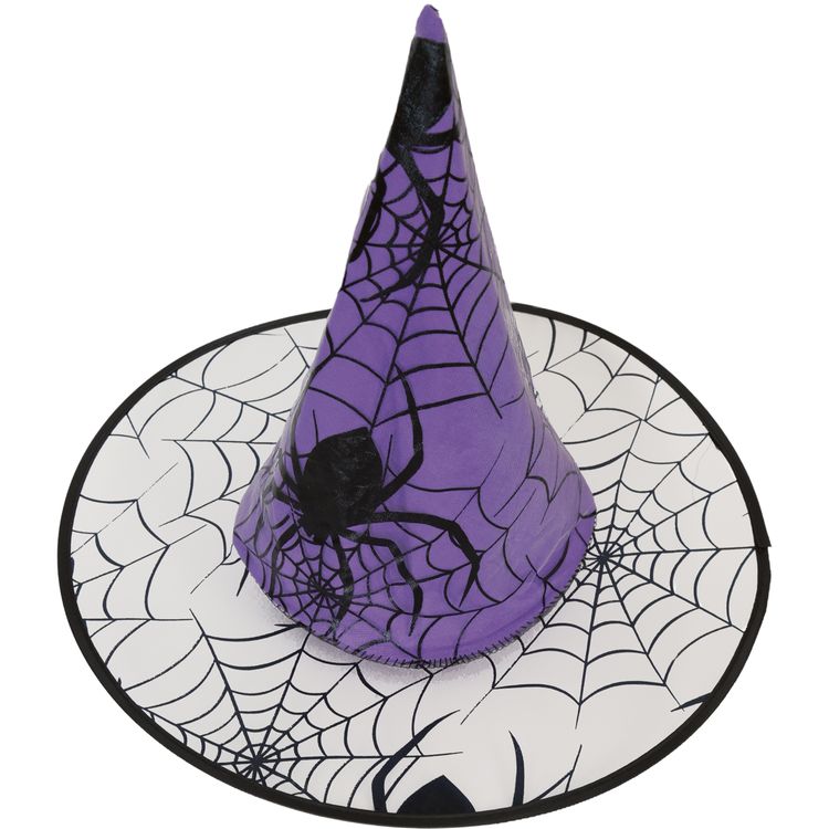 Hexen-Kostüm Set Halloween Rock und Hut Schwarz Lila mit Spinnenmotiv für Kinder Hexen-Kostüm Set Halloween Rock und Hut für Kinder von Vorne