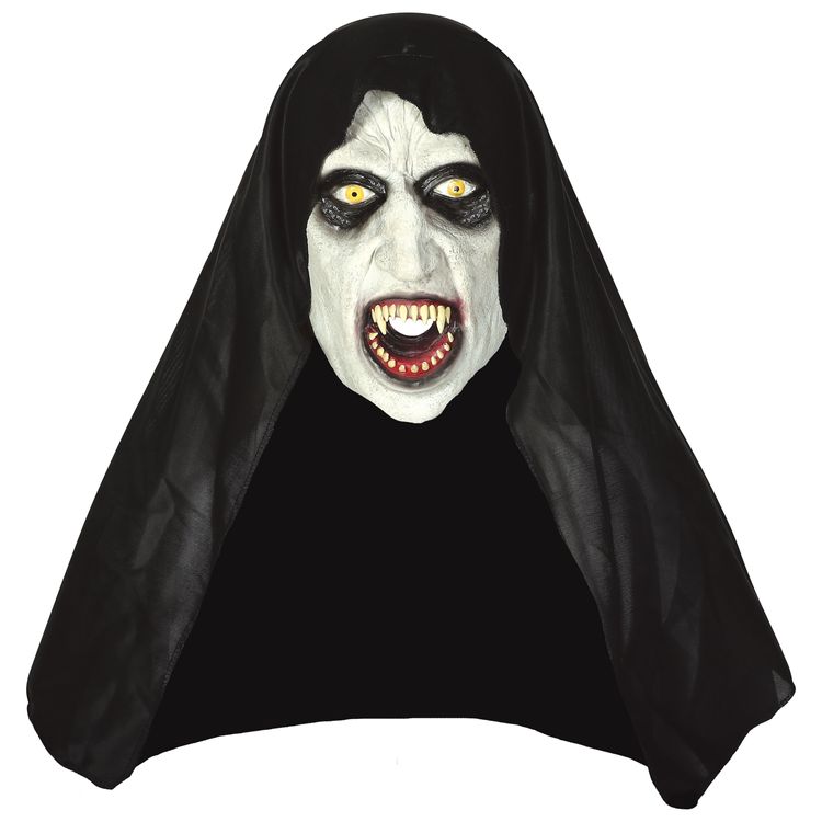 Böse Nonne Maske Halloween Screaming Nun aus Latex für Erwachsene Böse Nonne Maske von Vorn