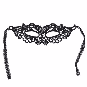 Schwarze Augenmaske mit Spitze komplett mit Schleifen zum Binden von Vorne