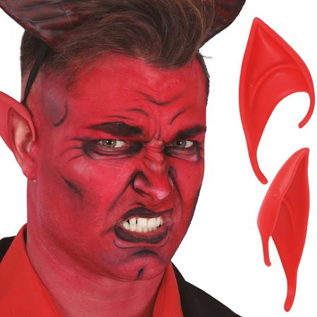 Teufels-Ohren Rot Dracula Satan 10 cm Halloween-Ohren aus Latex für Erwachsene