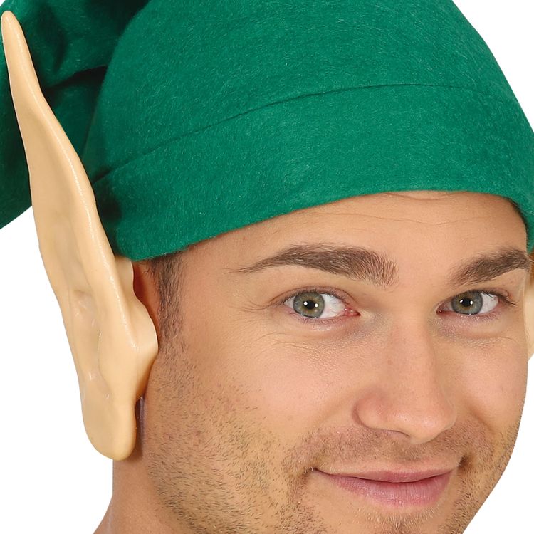 Elfen-Ohren aus Latex Hautfarben Weihnachtself Wichtel für Erwachsene Elfen-Ohren aus Latex Hautfarben für Erwachsene seitlich von Vorne
