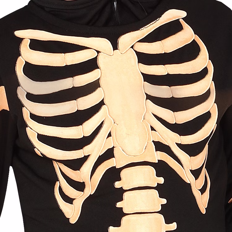 Skelett Kostüm gruseliger Halloween Overall für Kinder 3-12 Jahre Fasching Karneval Halloween Kindergeburtstag Skelett Kostüm für Kinder Nahaufnahme