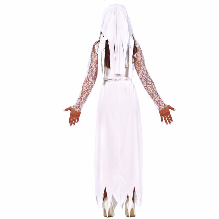 Blutige Braut Halloween Brautkleid mit Schleier für Teenager und Damen Gr. M-XL Halloween-Kostüm Fasching Karneval Blutige Braut Halloween Kostüm für Damen von Hinten